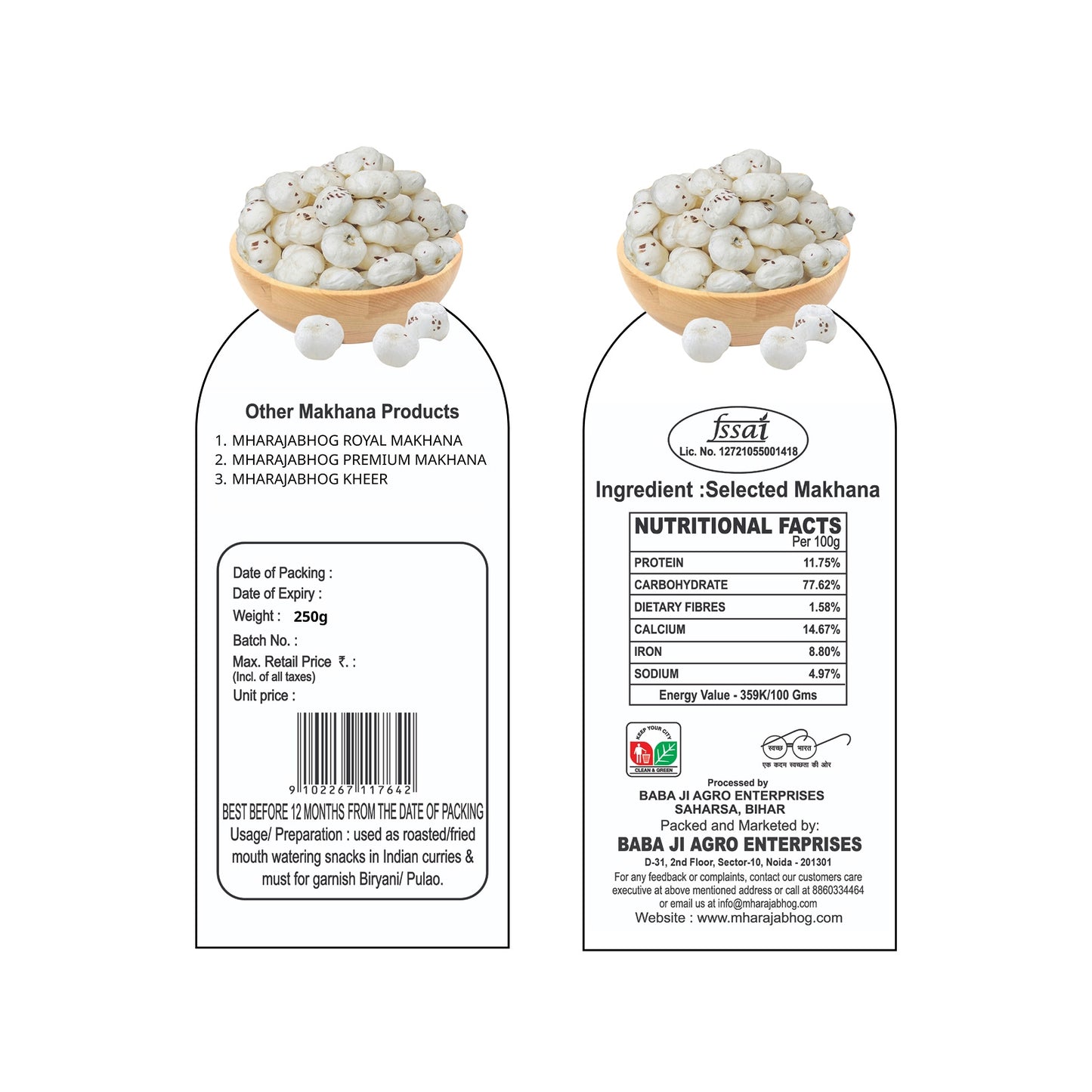 β¨ Mharajabhog Everyday Makhana β 250g | 4 Suta+ Handpicked Lotus Seeds Everyday Health, Everyday Crunch