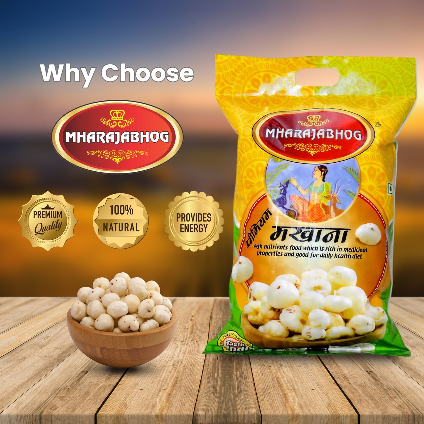 Mharajabhog Premium Makhana β 250g | 5 Suta+ Handpicked Lotus Seeds Pure Crunch, Premium Taste