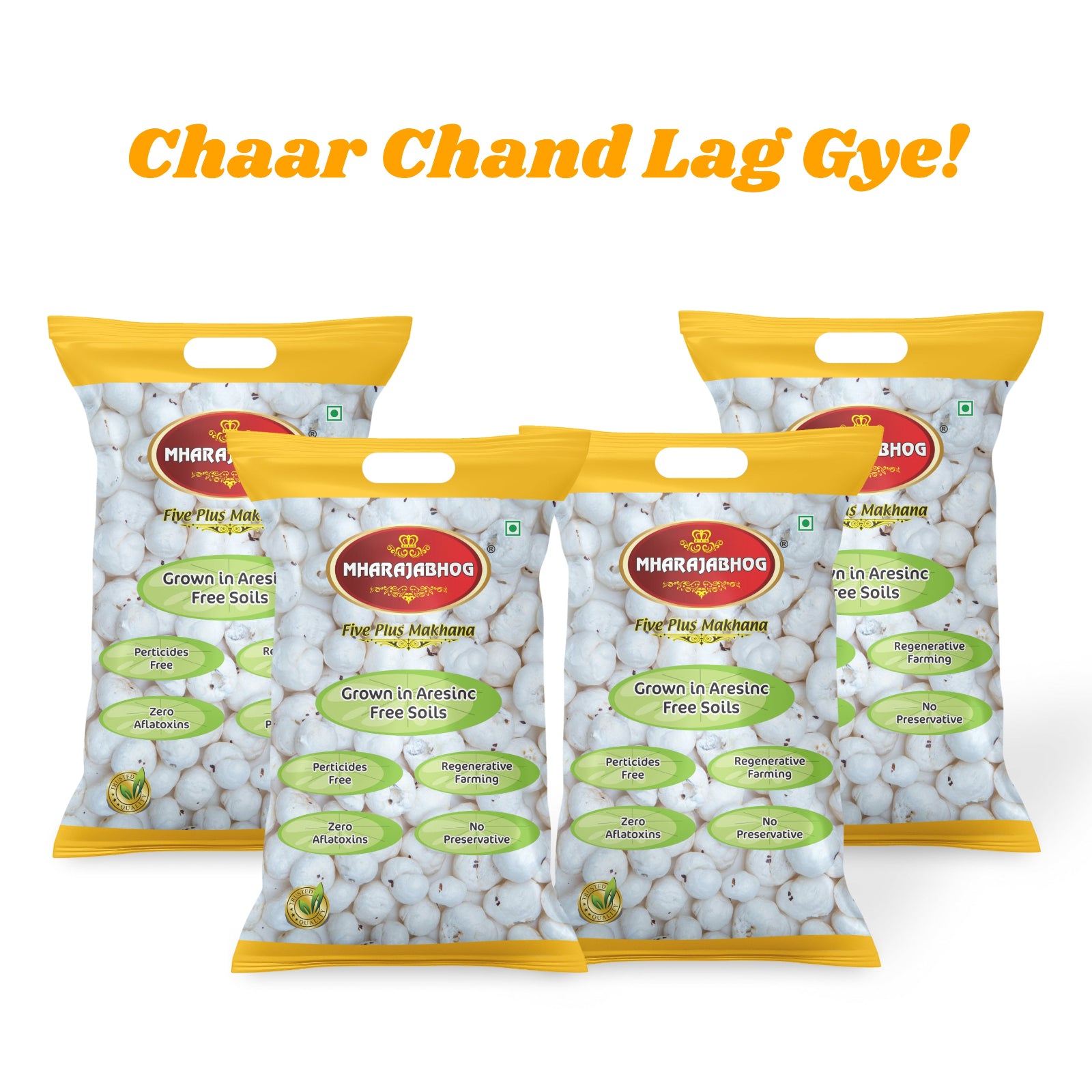 Mharajabhog Five Plus Makhana – Pack of 4 (800g) | Premium 5 Suta+ White Lotus Seeds