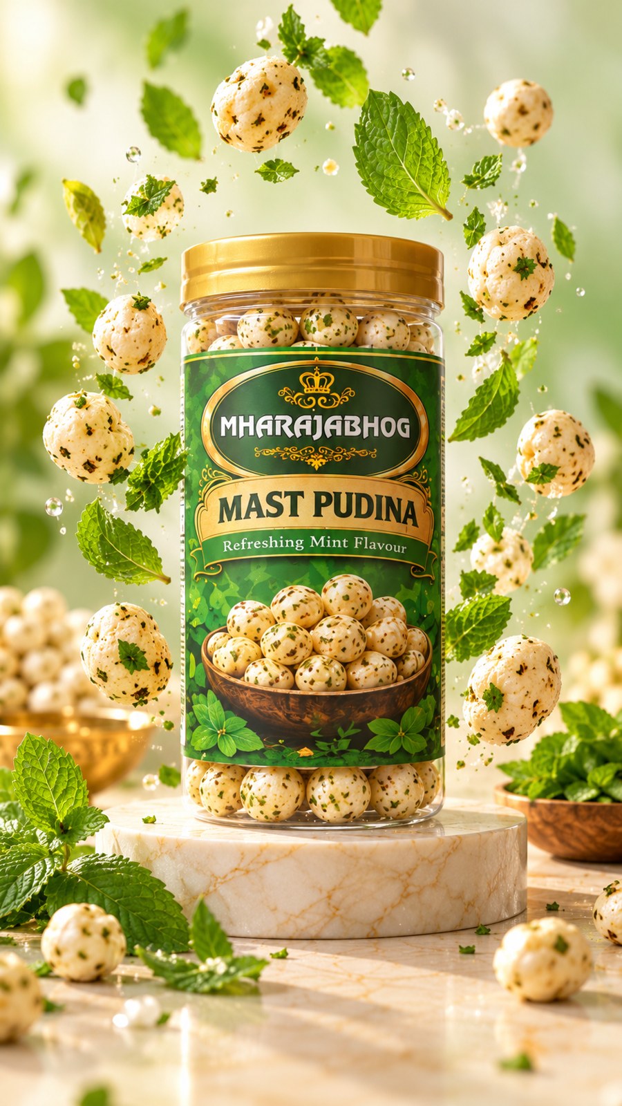 Mharajabhog Diwali Gift Hamper | Mast Pudina & Chatpata Tomato Makhana, Sweet Matthi + Makhana Pouch