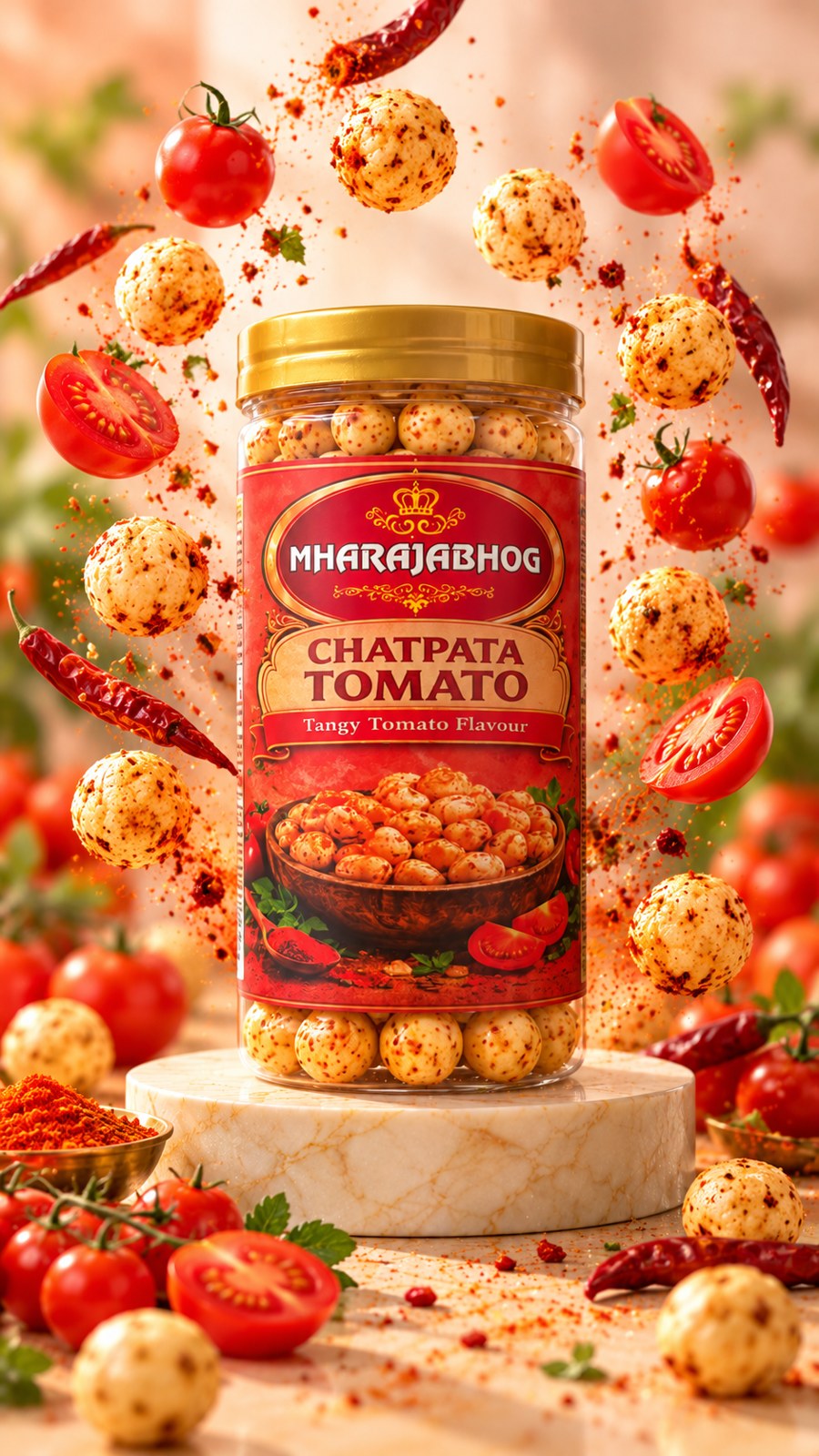 Mharajabhog Diwali Gift Hamper | Mast Pudina & Chatpata Tomato Makhana, Sweet Matthi + Makhana Pouch