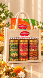 Mharajabhog Diwali Gift Hamper | Mast Pudina & Chatpata Tomato Makhana, Sweet Matthi + Makhana Pouch