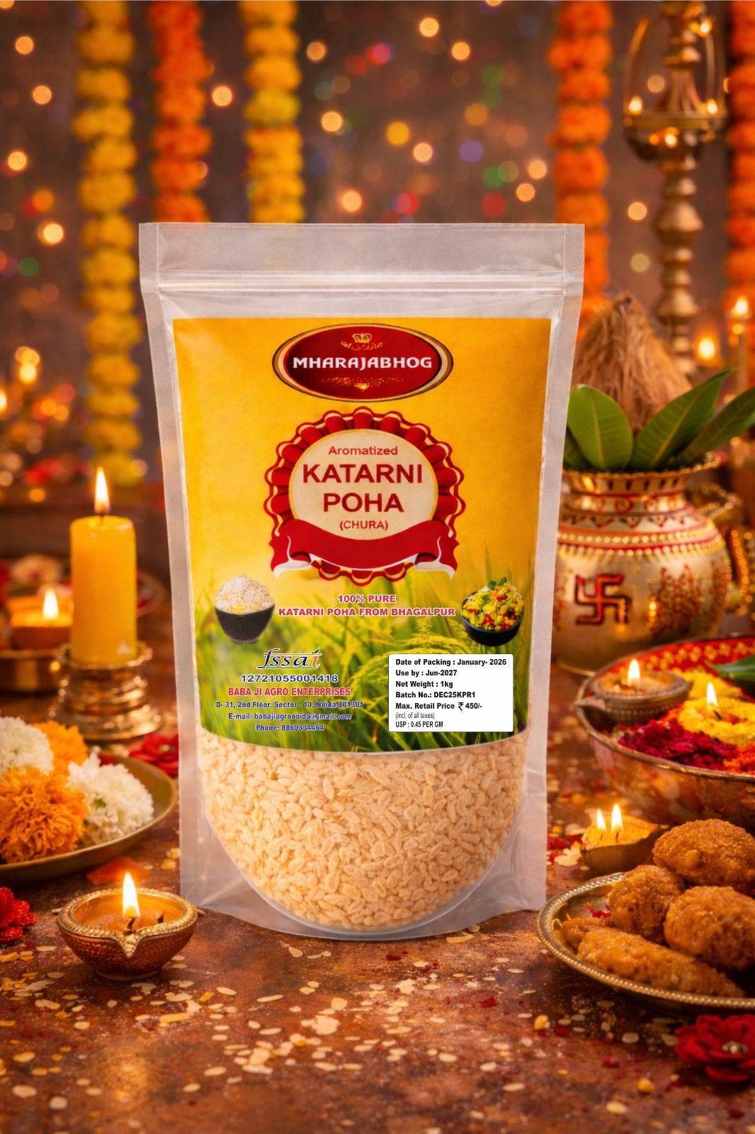 Mharajabhog Premium Poha – 500g | Pure Bhagalpuri Katarni Poha Traditional Taste, Premium Quality