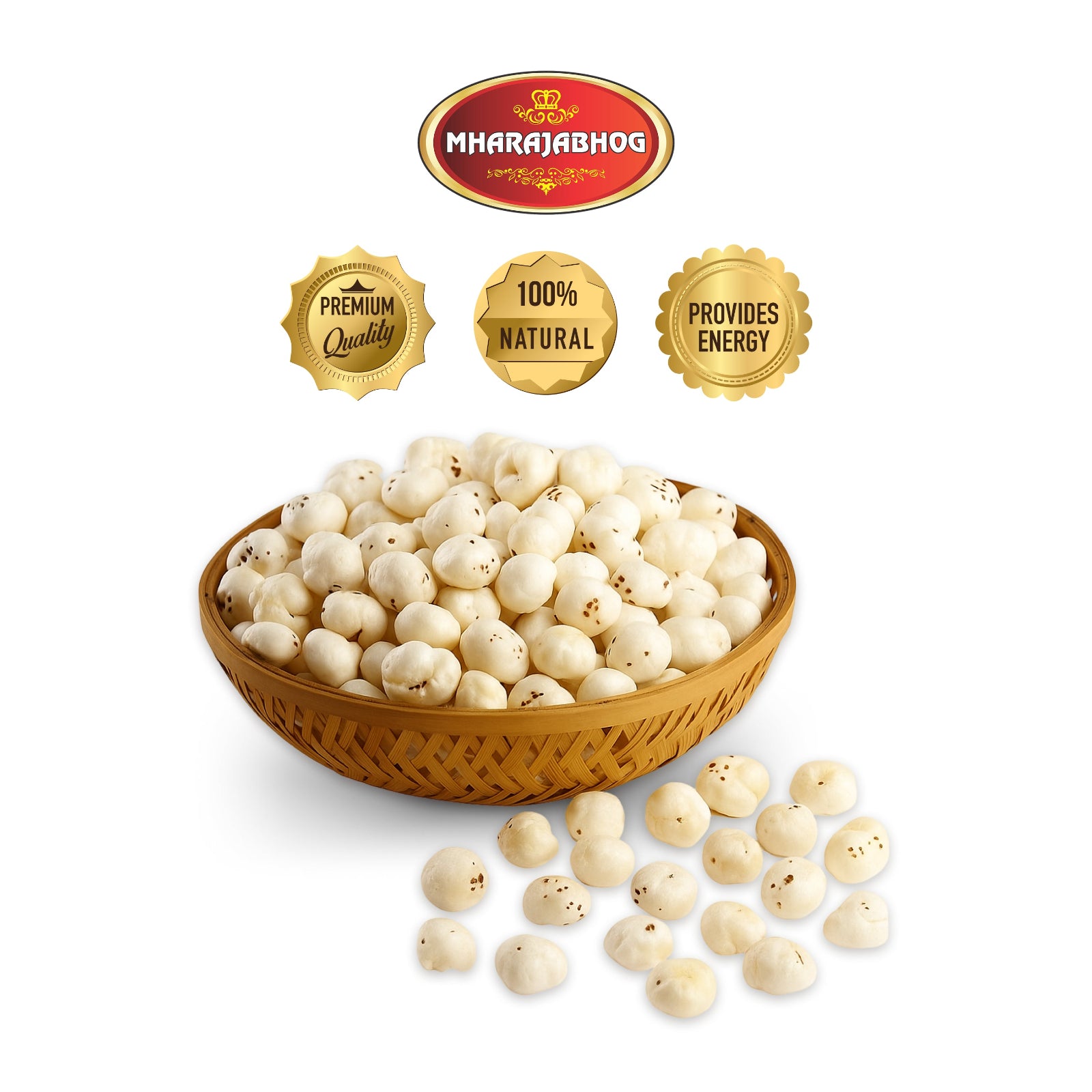 Mharajabhog Premium Makhana – Pack of 2 (500g) | Handpicked 5 Suta+ White Lotus Seeds